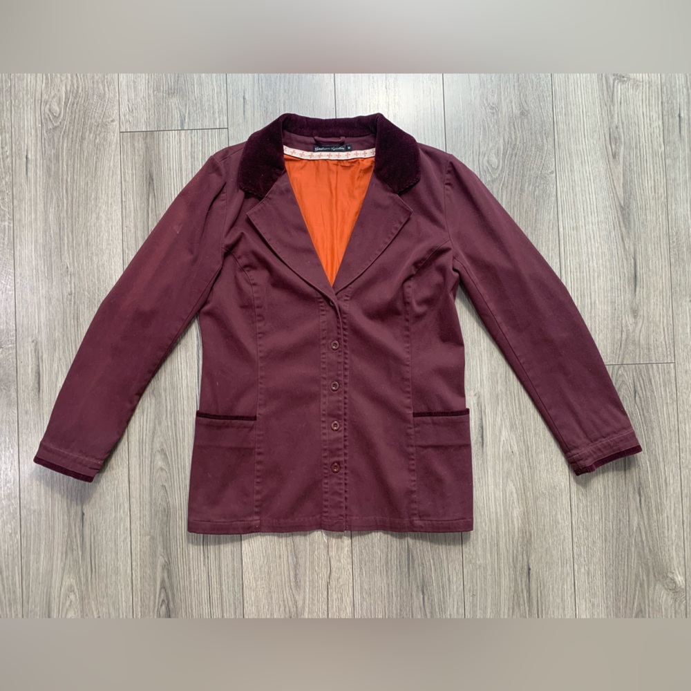 Gudrun Sjoden Women's Burgundy Wool Blazer‎ Size Medium